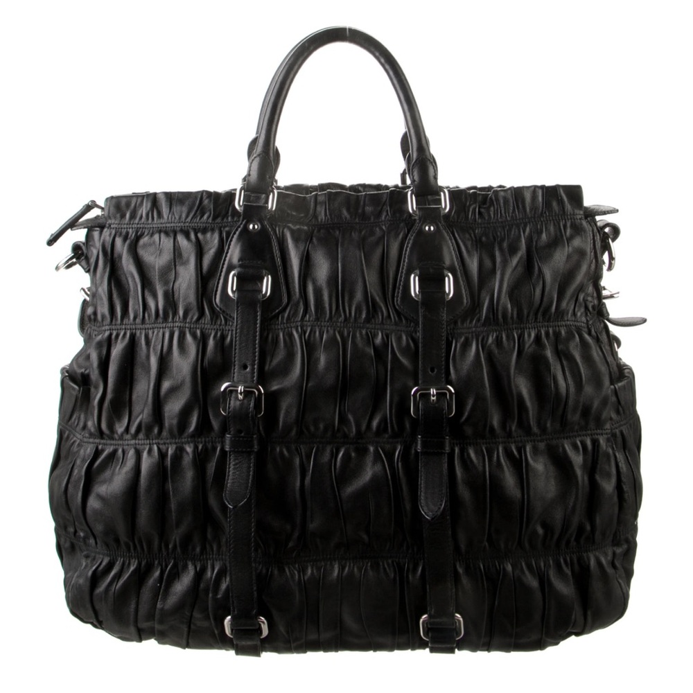 Prada Elegant Black Gaufre Tote